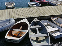 Tenders tied up in Lobster Cove, Annisquam